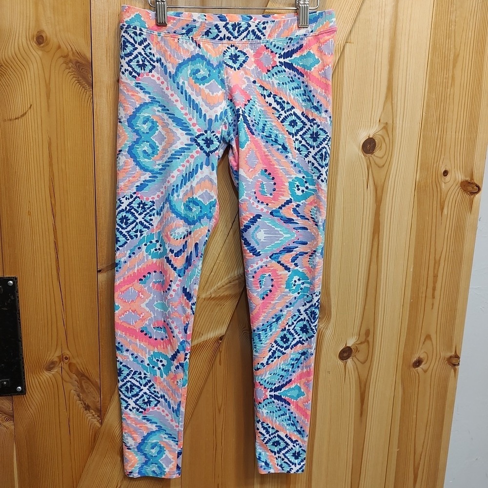 Lilly Pulitzer‎ Girl Leggings Sz XL 12/14 Coastal Bright Tropical Preppy Resort